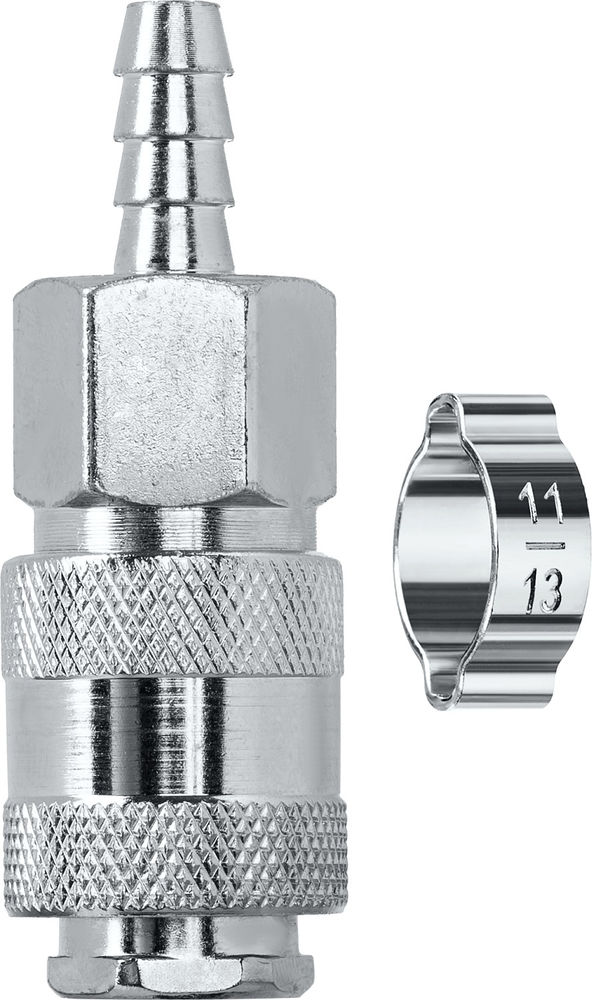 Переходник штуцер «елочка», 8 мм – рапид муфта, с хомутом KRAFTOOL 06596-08