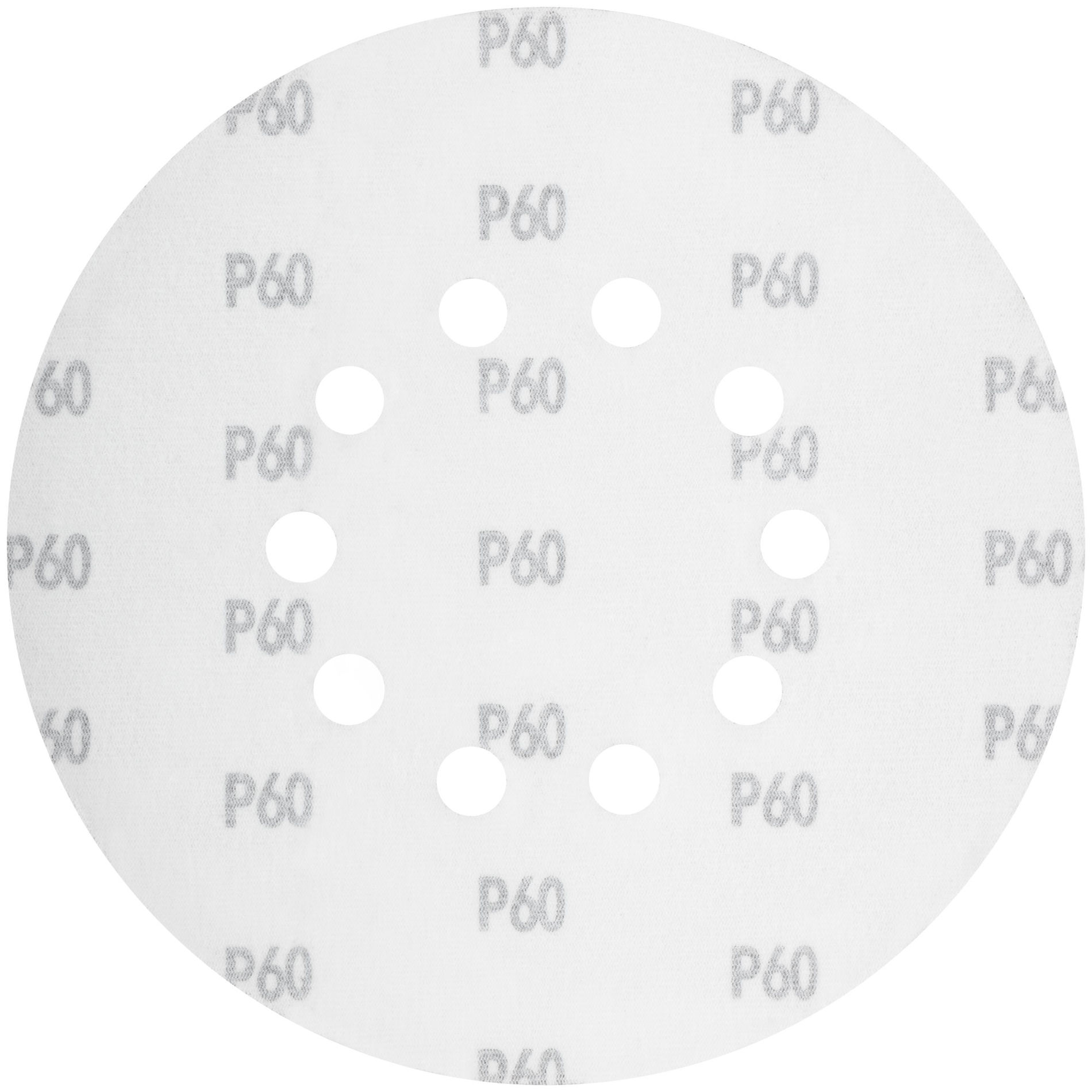 Круги шлифовальные с отверстиями (липучка), алюминий-оксидные, 225 мм, 5 шт. Р 60 (39893)
