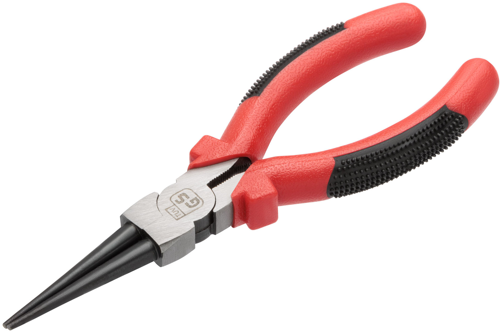Круглогубцы Стандарт, красно-черные пластиковые ручки, полированная сталь 165 мм