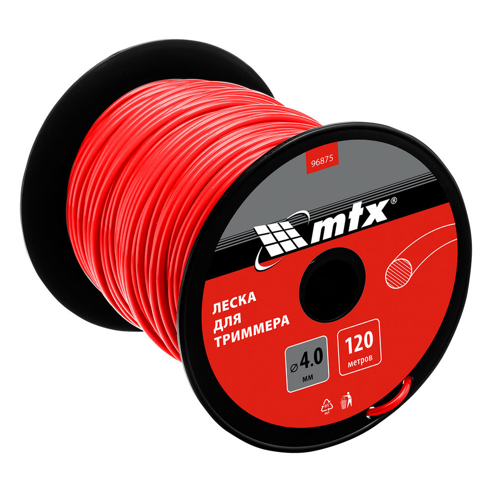 Леска для триммера круглая 4,0 мм х 120 м, на катушке MTX (96875)