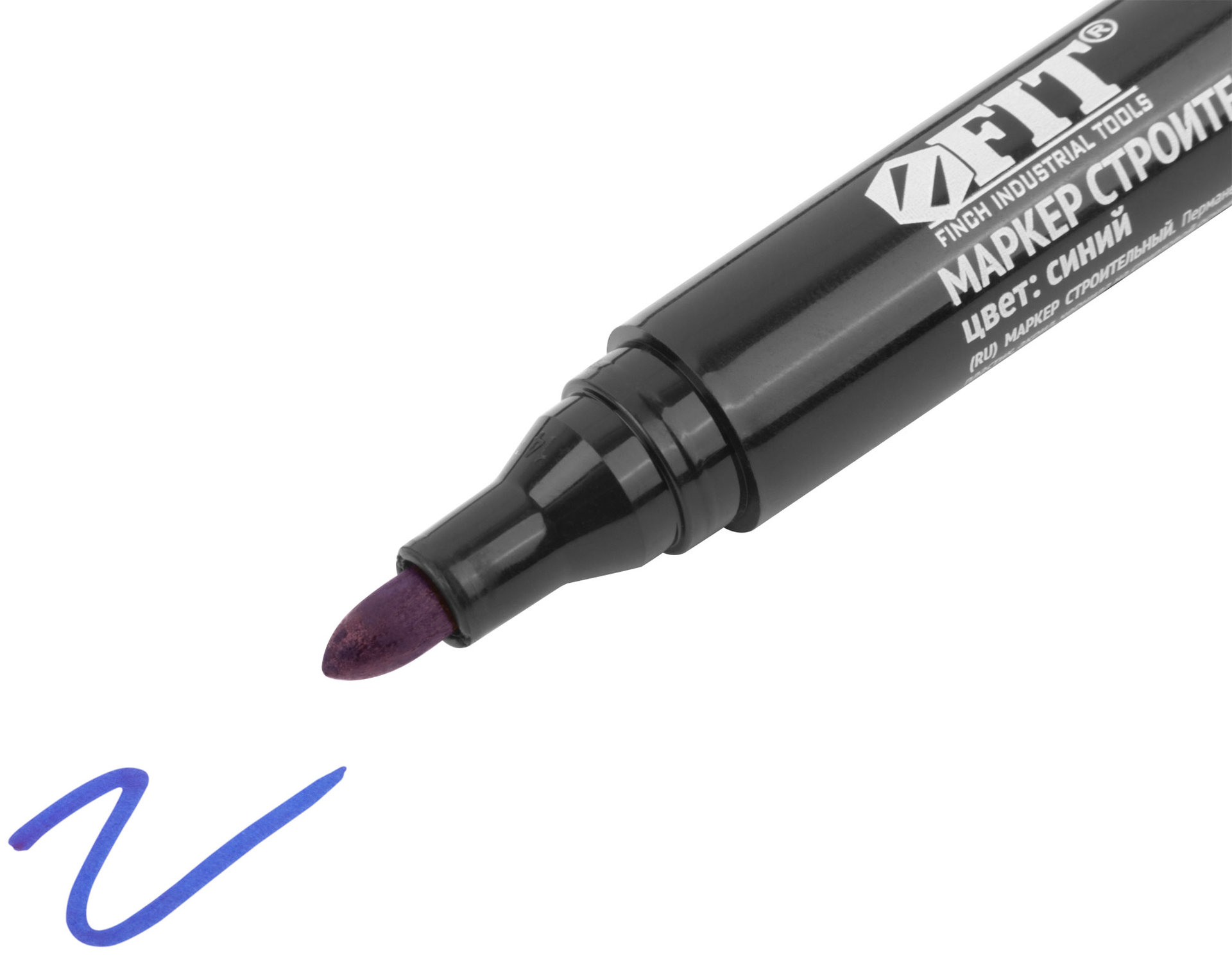 Маркер строительный перманентный, синий (04347)