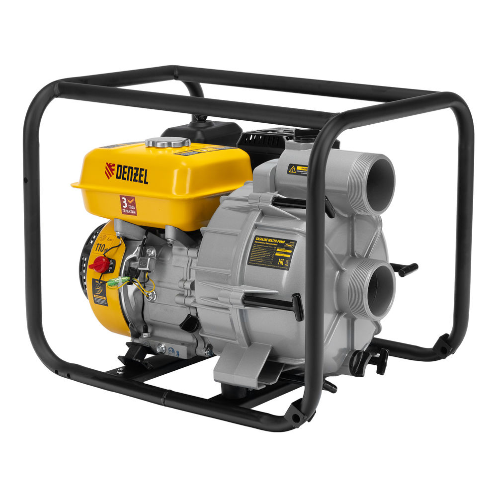 Мотопомпа бензиновая для грязной воды PX-80D7, 7 л.с., 3, 1300 л/мин, глуб 8 м,напор 30 м Denzel (99206)
