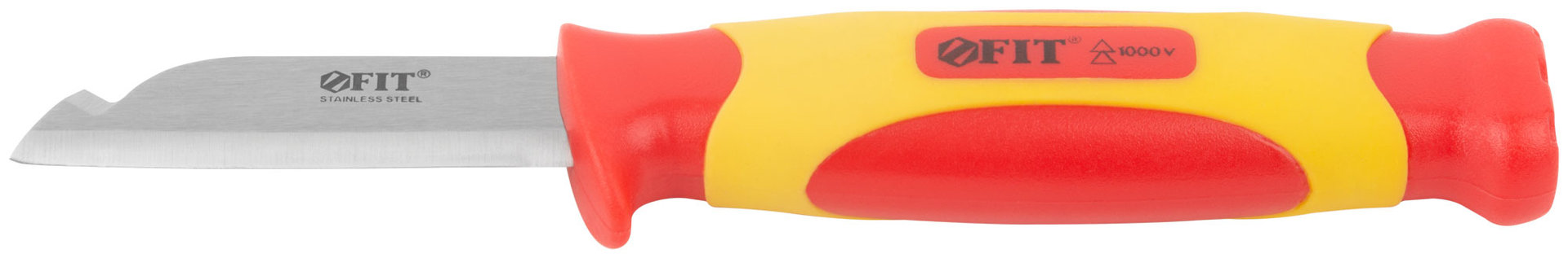 Нож изолированный 1000 В, нерж.сталь, 190 мм, лезвие 68 мм, прорезин.ручка (10607)