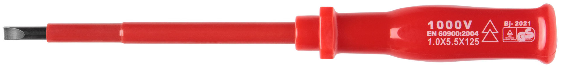 Отвертка изолированная 1000 В, CrV сталь, пластиковая ручка 5х125 мм SL (55803)