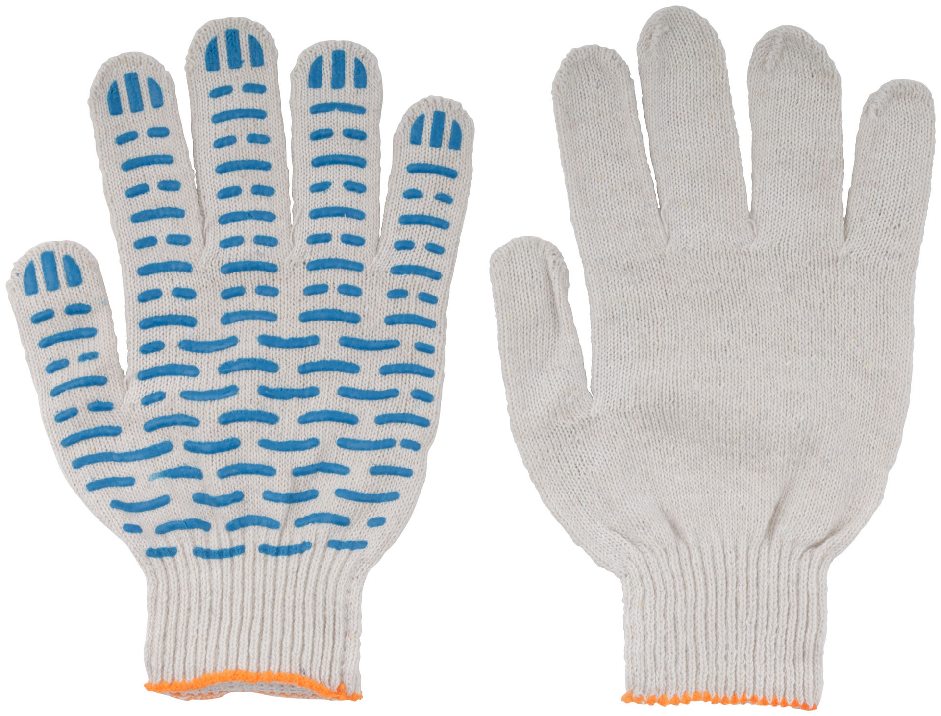 Перчатки вязаные (4 нити), х/б c ПВХ, 10 класс вязки, Волна (12491)