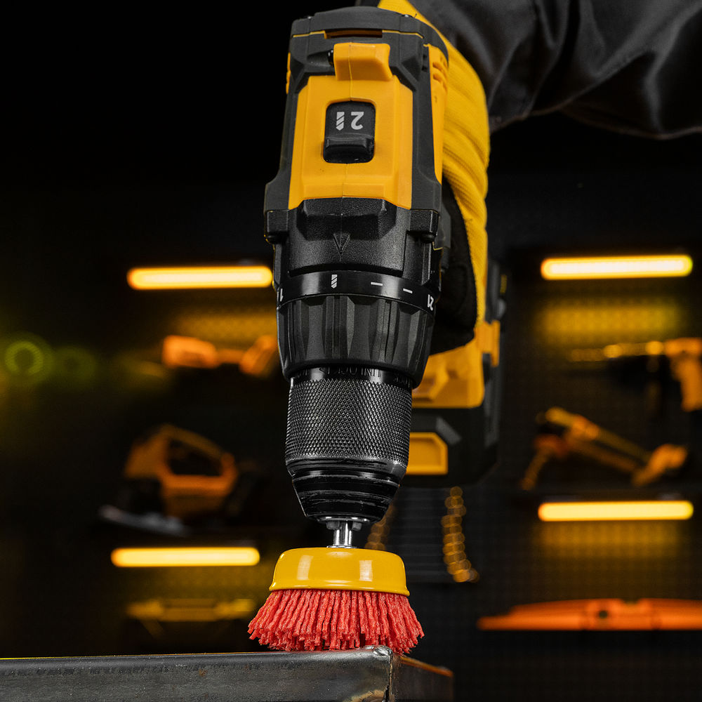 Щетка для дрели, 65 мм, Чашка, со шпилькой, нейлоновая щетина Denzel (74435)