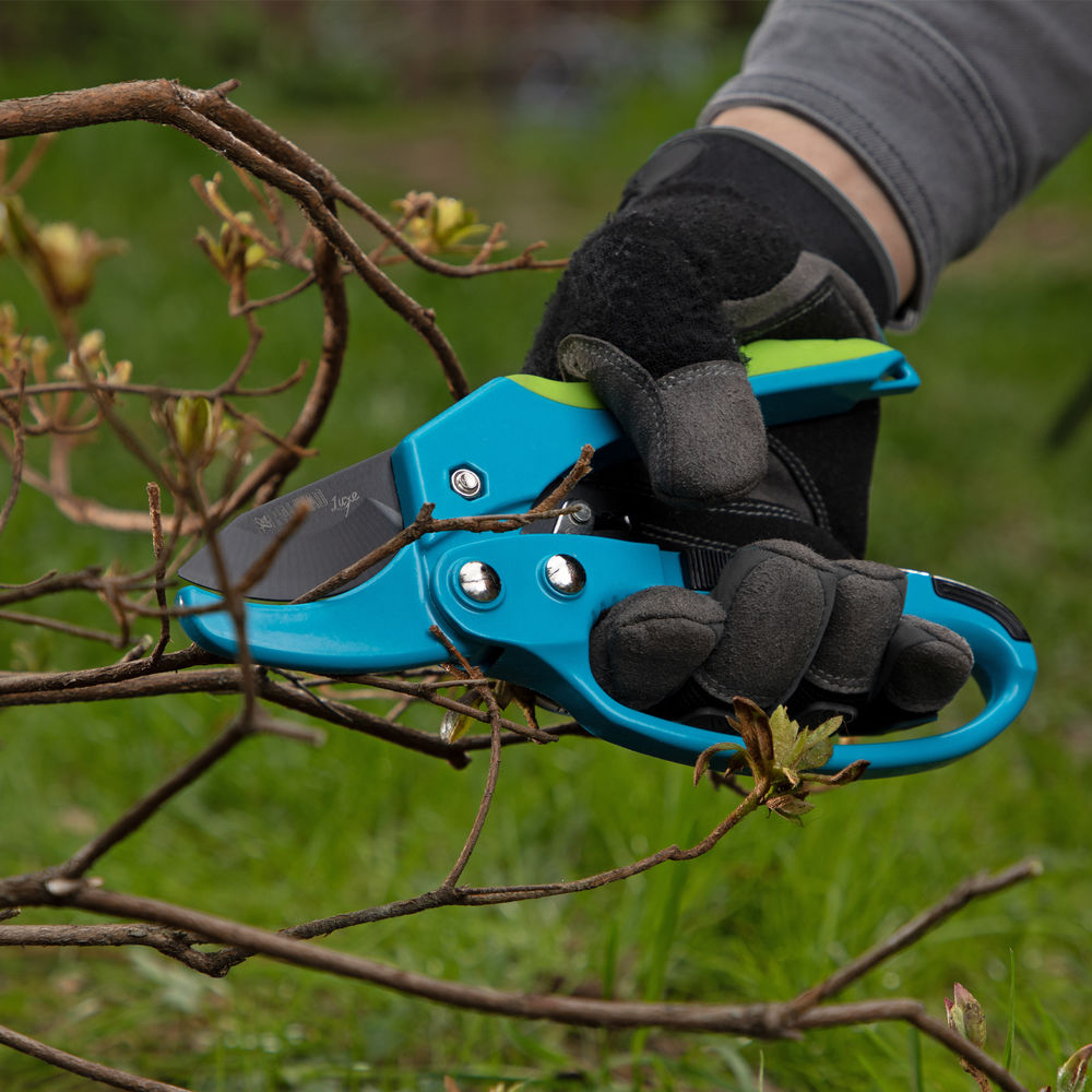 Секатор прямого реза, 200 мм, храповой механизм, металлические обaрезиненные рукоятки, Luxe, Palisd (60560)