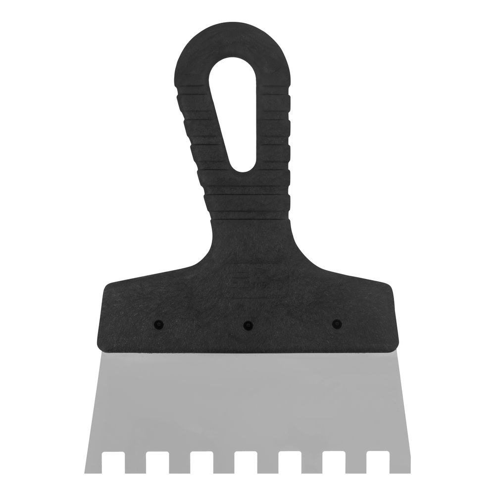 Шпатель из нержавеющей стали, 150 мм, зуб 10 х 10 мм, пластмассовая ручка Сибртех (85480)