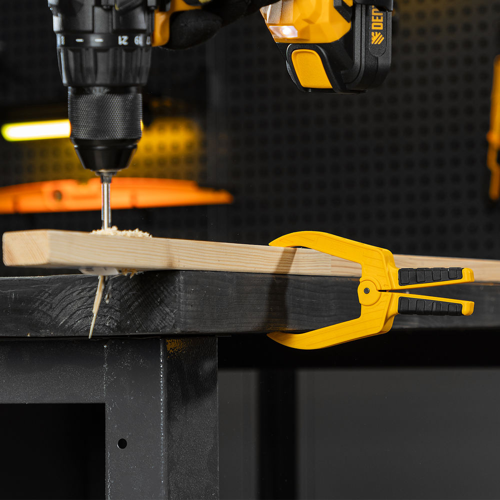 Струбцина клещеобразная, удлиненная 50 х 80 мм двухкомпонентные рукоятки Denzel (20789)