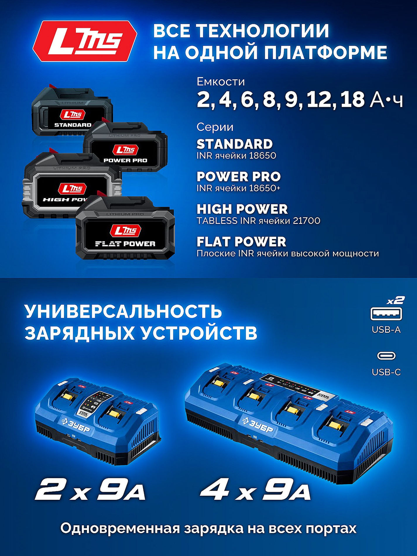 ЗУБР 20 В, 1000 Н·м, 2 АКБ LMS (4 А·ч), бесщеточный ударный гайковерт, кейс, ПРОФЕССИОНАЛ (GB-1000-42)