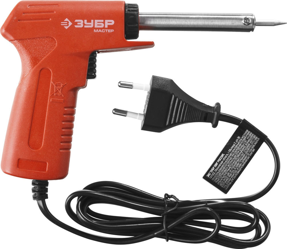 Паяльник с пистолетной рукояткой 30 Вт + 70 Вт, конус ЗУБР 55404  