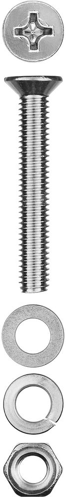 Винт с гайкой и шайбами M6?50 мм DIN 965 цинк 7 шт ЗУБР 303456-06-050