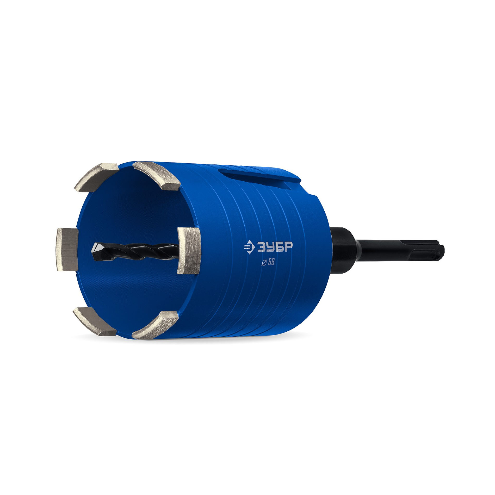 ЗУБР Железобетон 68мм (сухое сверление с микроударом, рабочая глубина 75мм, лазерная сварка) алмазная сегментная коронка для подрозетников (29875-68)