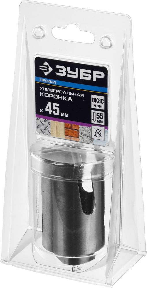 Коронка с твердосплавными резцами 45 мм ЗУБР Проуниверсал Профессионал 29514-45