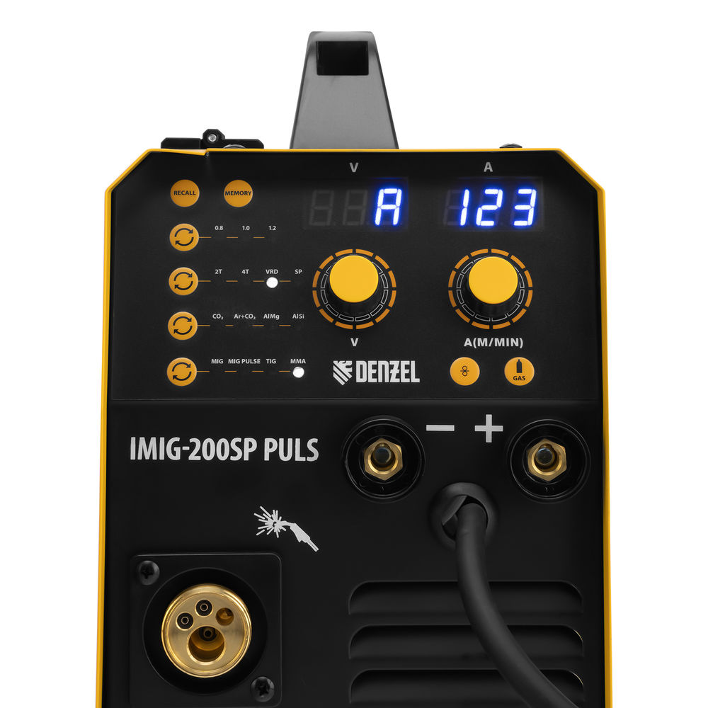 Аппарат инвертор. полуавтомат. cварки IMIG-200SP Pulse, 200 А, ПВ 60%, катушка 5 кг// Denzel (94362)