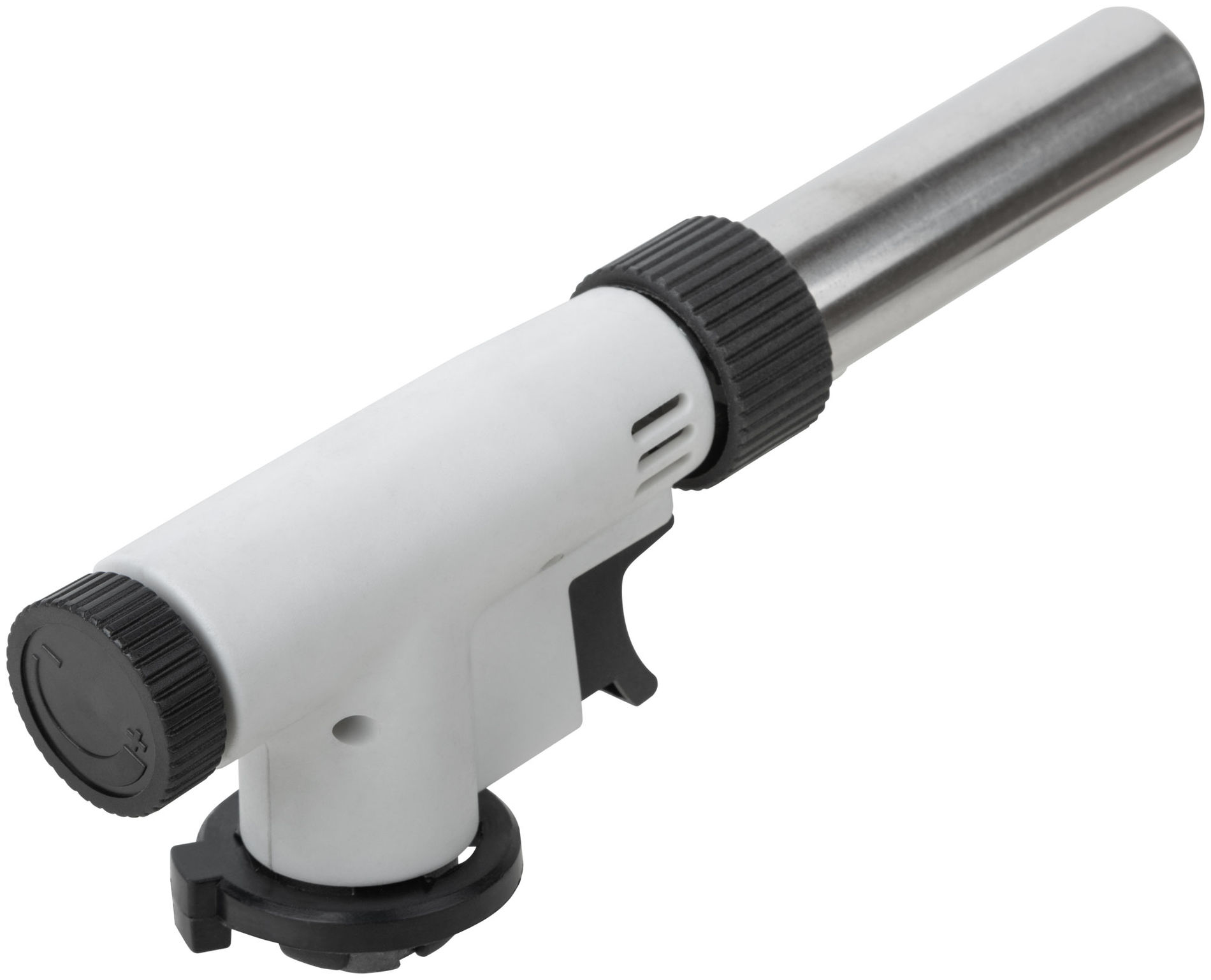 Горелка газовая на цанговый баллон, пласт.корпус, с пьезоподжигом, вращение 360°, регулир.формы пламени, сопло 22 мм (67660М)