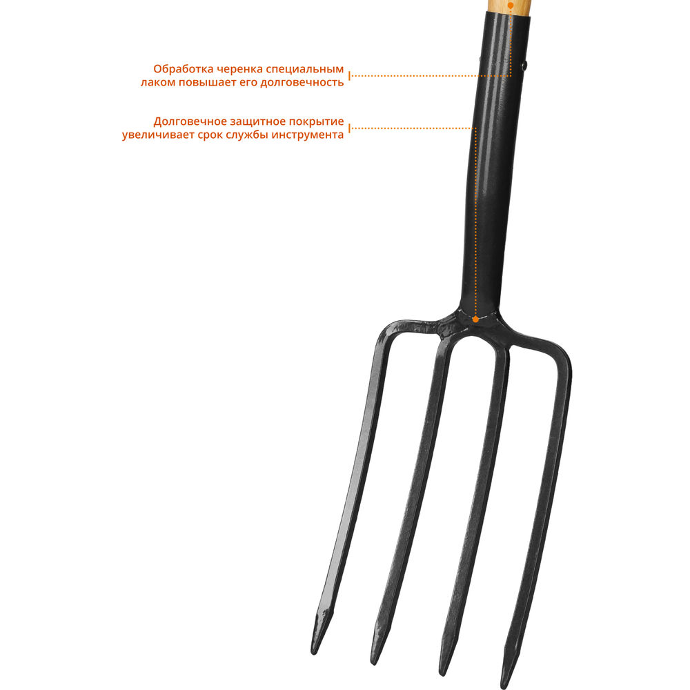 Вилы садовые 280 x 180 x 1500 мм, антикор. покрытие, деревянный черенок, PROLine GRINDA 39725