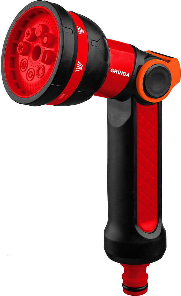 Поливочный пистолет N-8, с регулятором напора, 8 режимов, двухкомпонентный GRINDA 8-427188