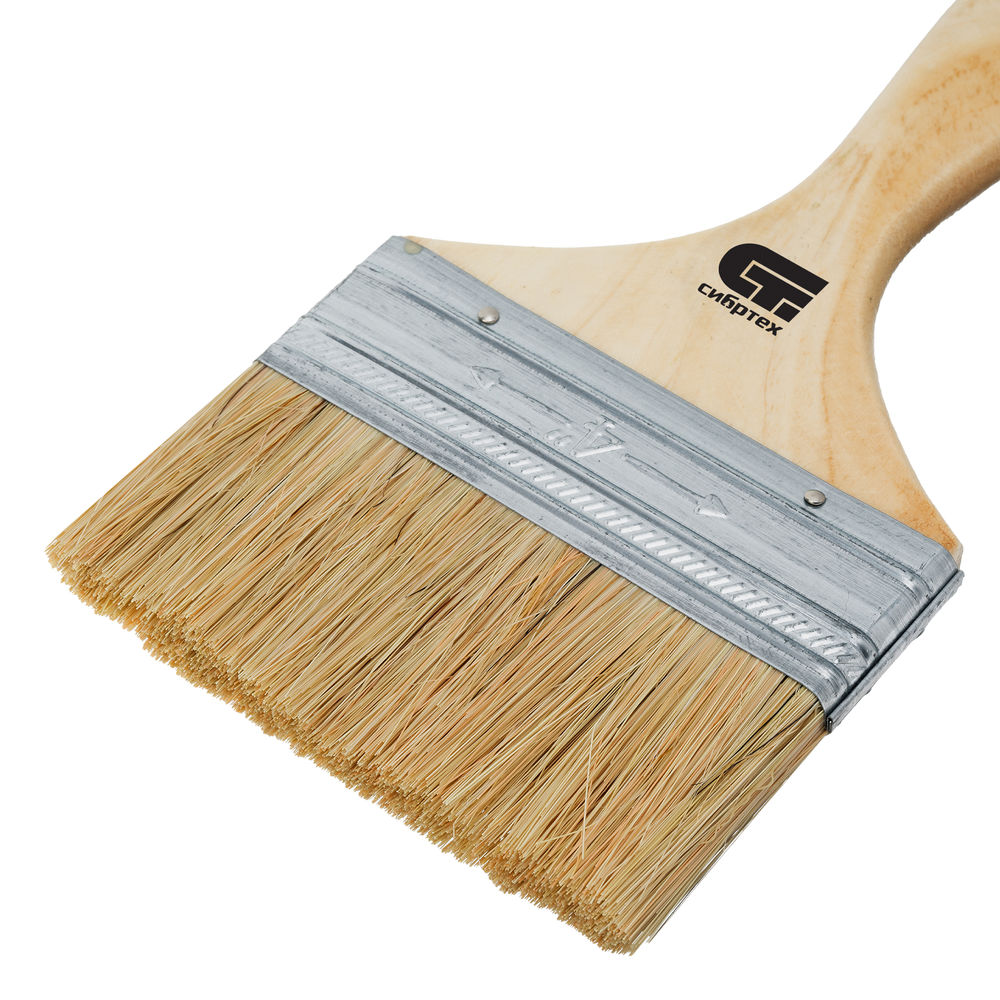 Кисть плоская 100 мм, натуральная щетина, деревянная ручка Сибртех (82266)