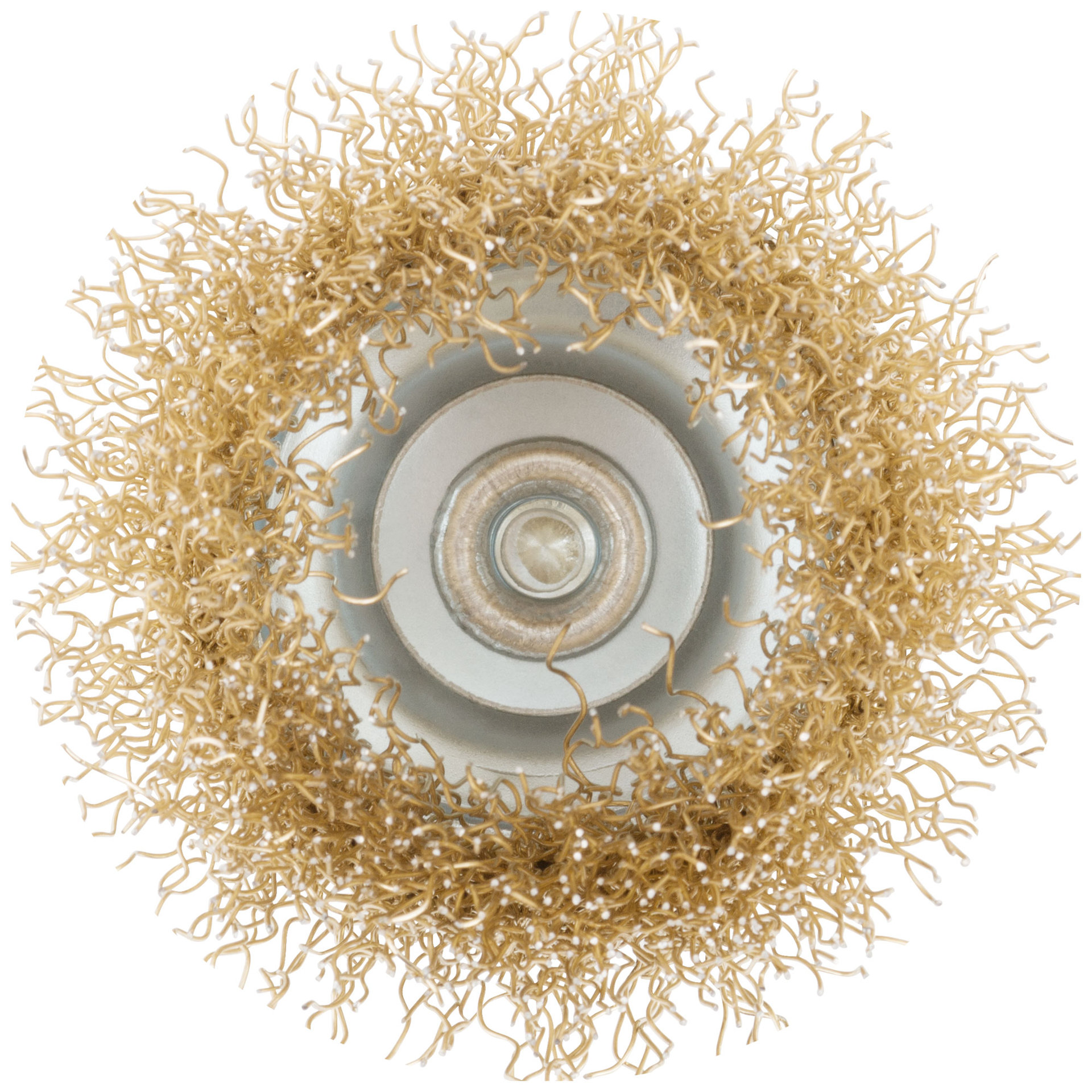 Корщетка чашечная, со шпилькой, стальная латунированная волнистая проволока 50 мм (38466)