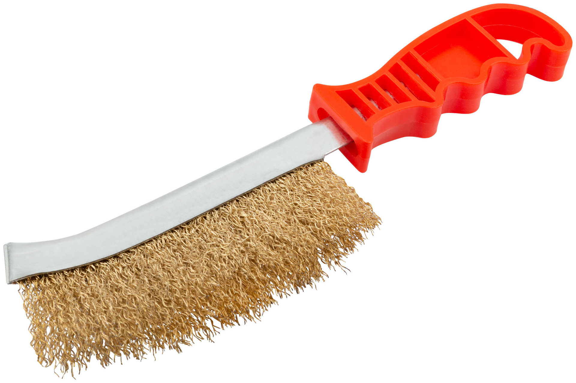 Корщетка с изогнутой пластиковой ручкой латунированная тип В (38411)