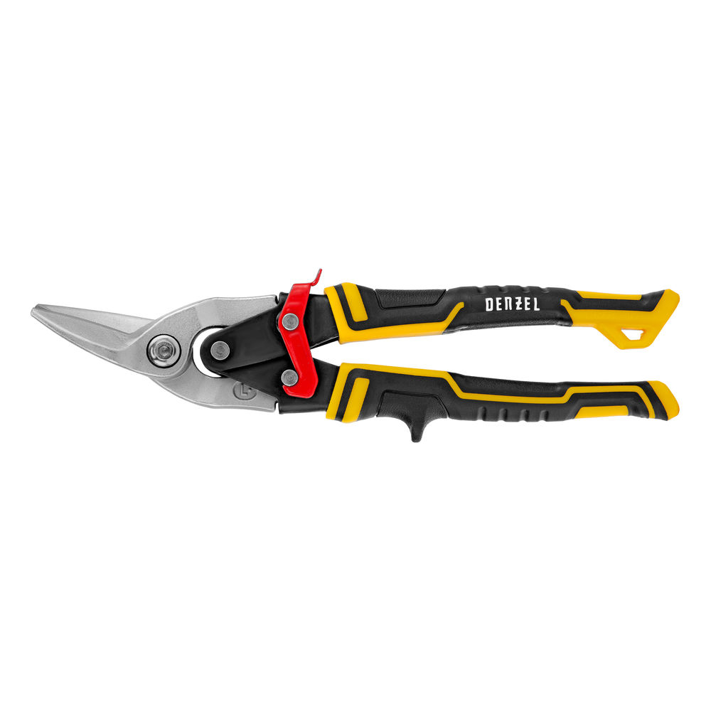 Ножницы по металлу, 270 мм, прямой и левый рез, сталь-СrMo, трехкомпонентные рукоятки Denzel (78372)
