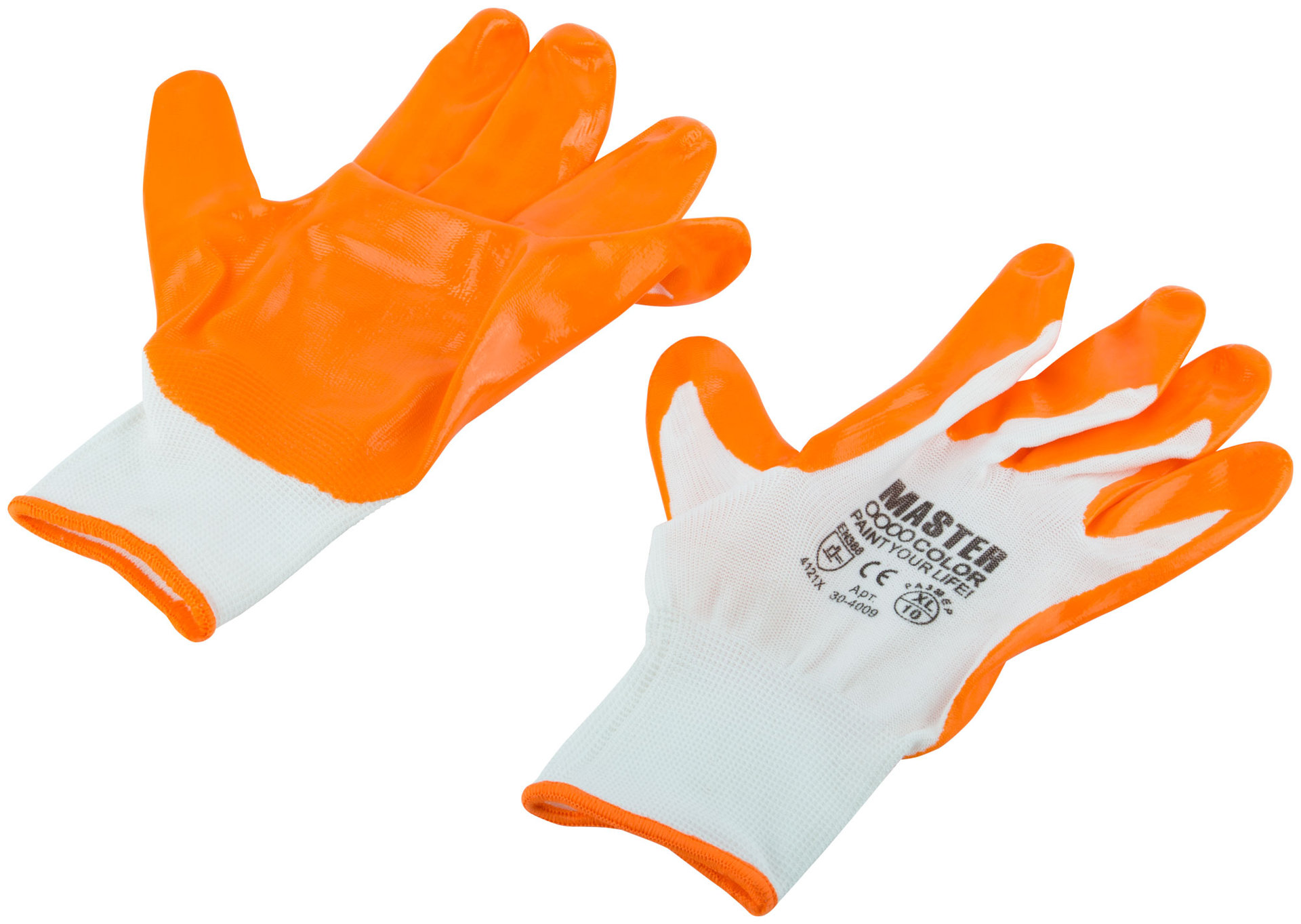 Перчатки белые, полиэстер с обливкой из нитрила (кислото-щелочно стойкие; водоотталкивающие), р-р ХL/10 (30-4009)