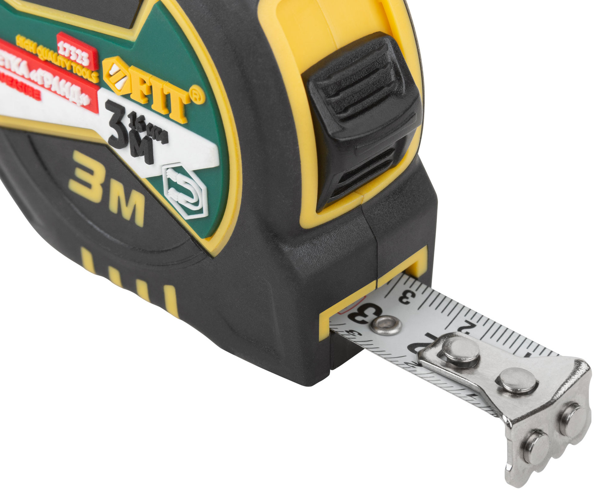 Рулетка Гранд, калибр.лента, нейлон.покр., магн.крючок, двойной стопор, прорезин.корпус 3 м х 16 мм