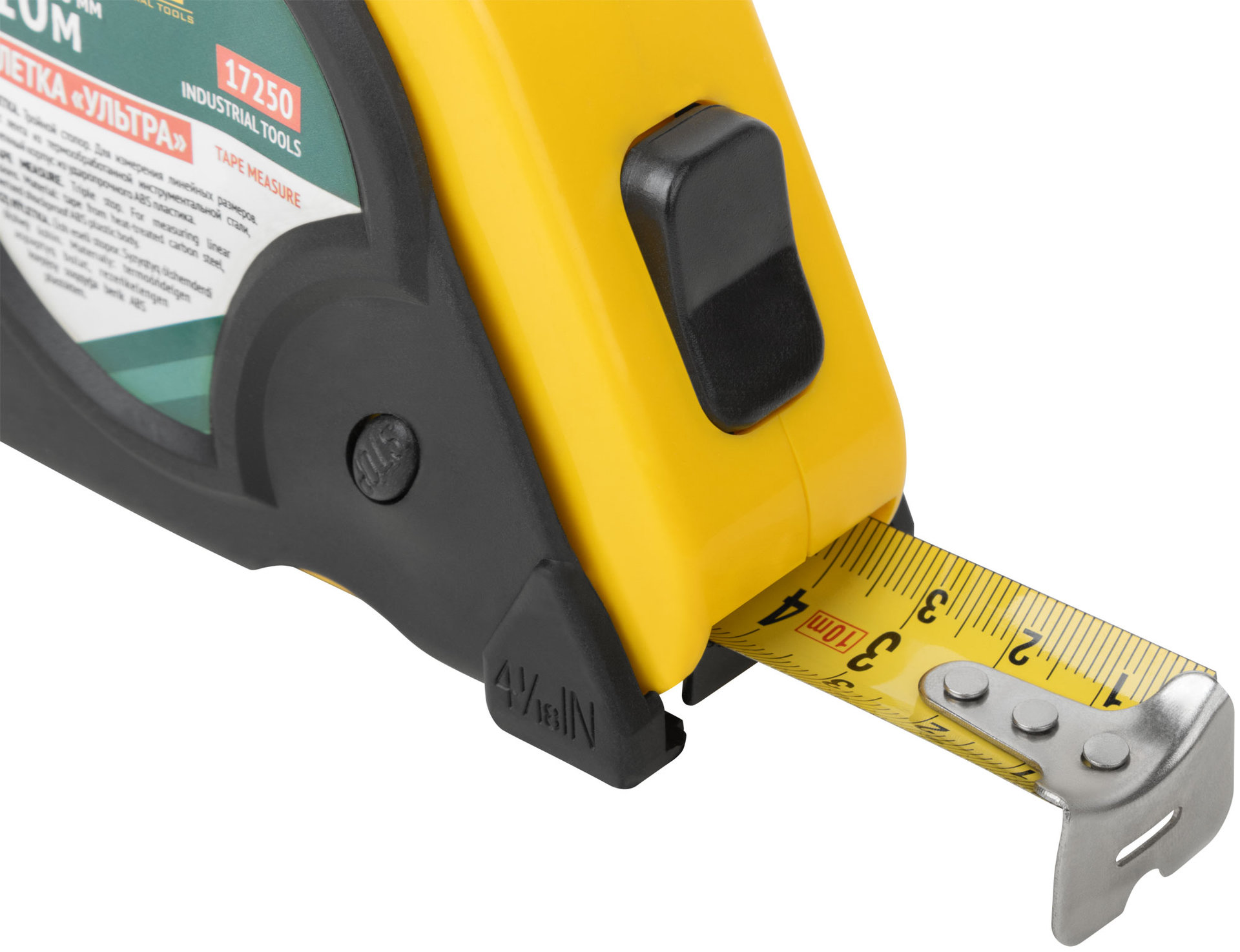 Рулетка прорезинен. корпус, тройной стопор Ультра 10 м x 25 мм