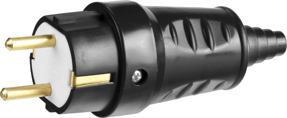 Прямая вилка черная 220 В IP44 СИБИН 55115-B