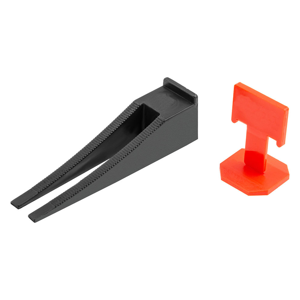 Система выравнивания плитки (СВП) комплект: зажимы, клинья (40/40 шт) в пакете Сибртех (88060)