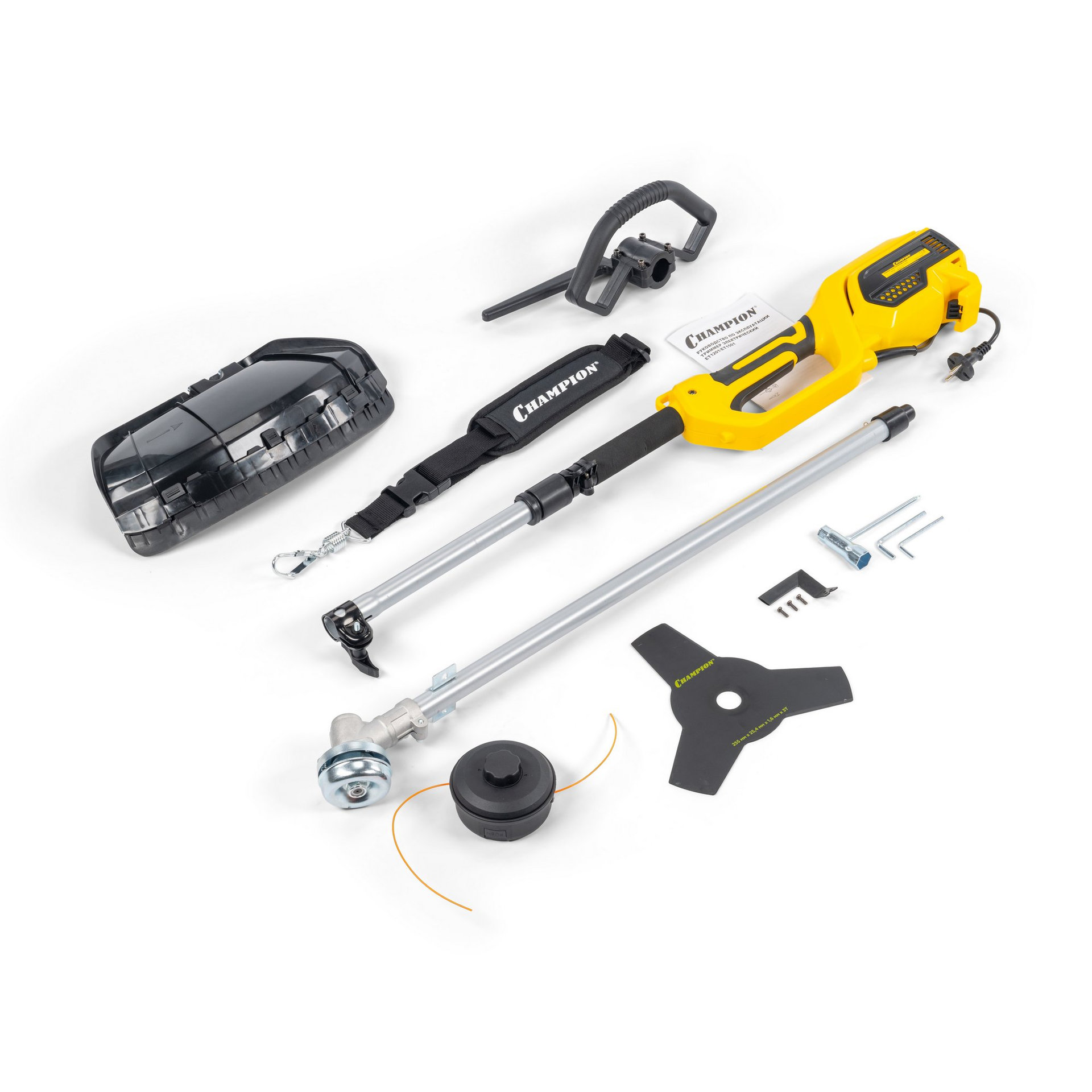 Триммер электрический CHAMPION ET1501 (разъемн.прям. 1500Вт 5.24кг корд 2*2мм 430мм + нож 3*255мм P-ручка) (ET1501)