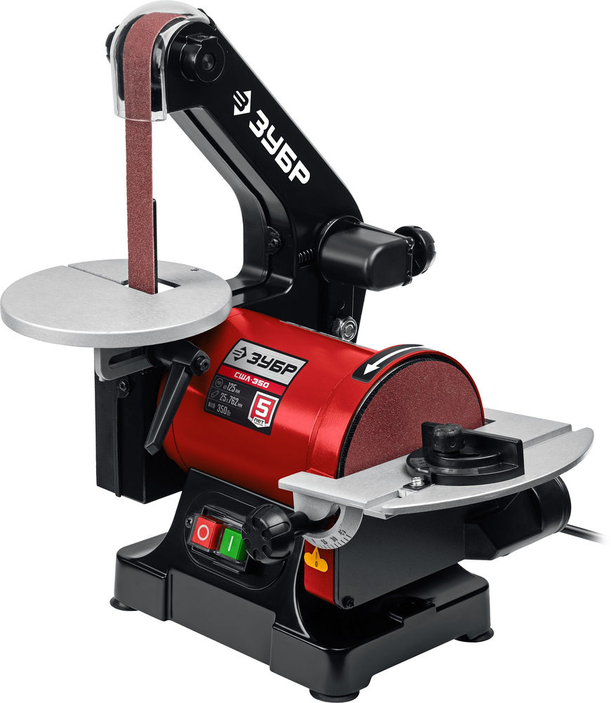 Станок шлифовальный тарельчато-ленточный d 125 мм 25?762 мм лента 350 Вт ЗУБР СШЛ-350