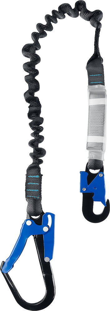 Одноплечный строп УТЕС эластичный 1.42 м, стальные карабины с полимерным покрытием, разрывной ленточный амортизатор ЗУБР Профессионал 11595