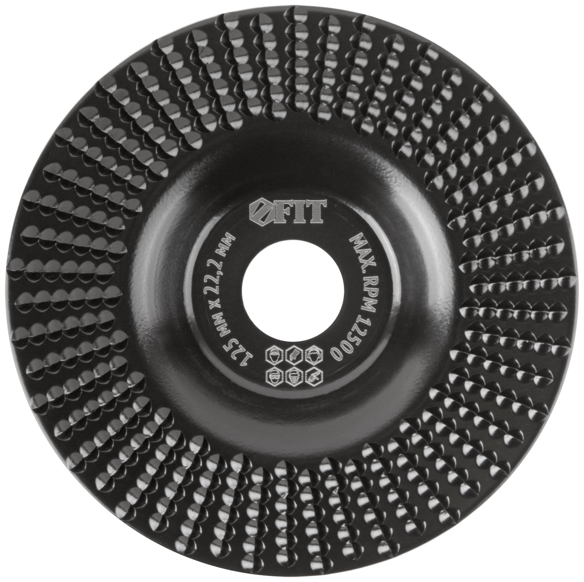 Диск обдирочный по дереву, плоский, посадочный диаметр 22,2 мм, 125 мм, средняя насечка (39528)