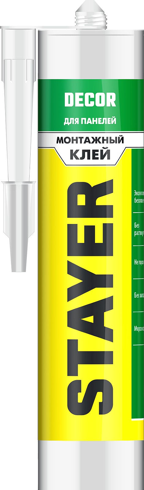 Клей монтажный DECOR, 280 мл, белый, для молдингов и панелей STAYER Professional 41327