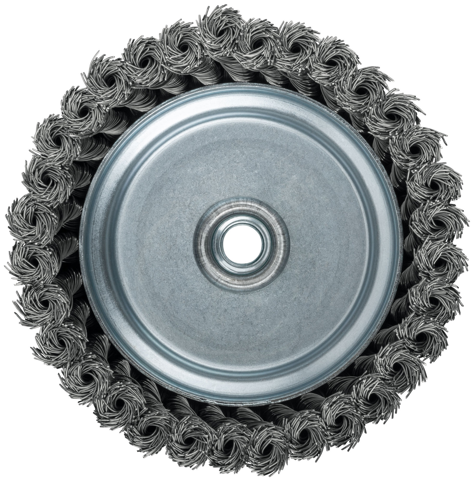 Корщетка-чашка, гайка М14, стальная витая проволока с бандажом, Профи 125 мм (39512)