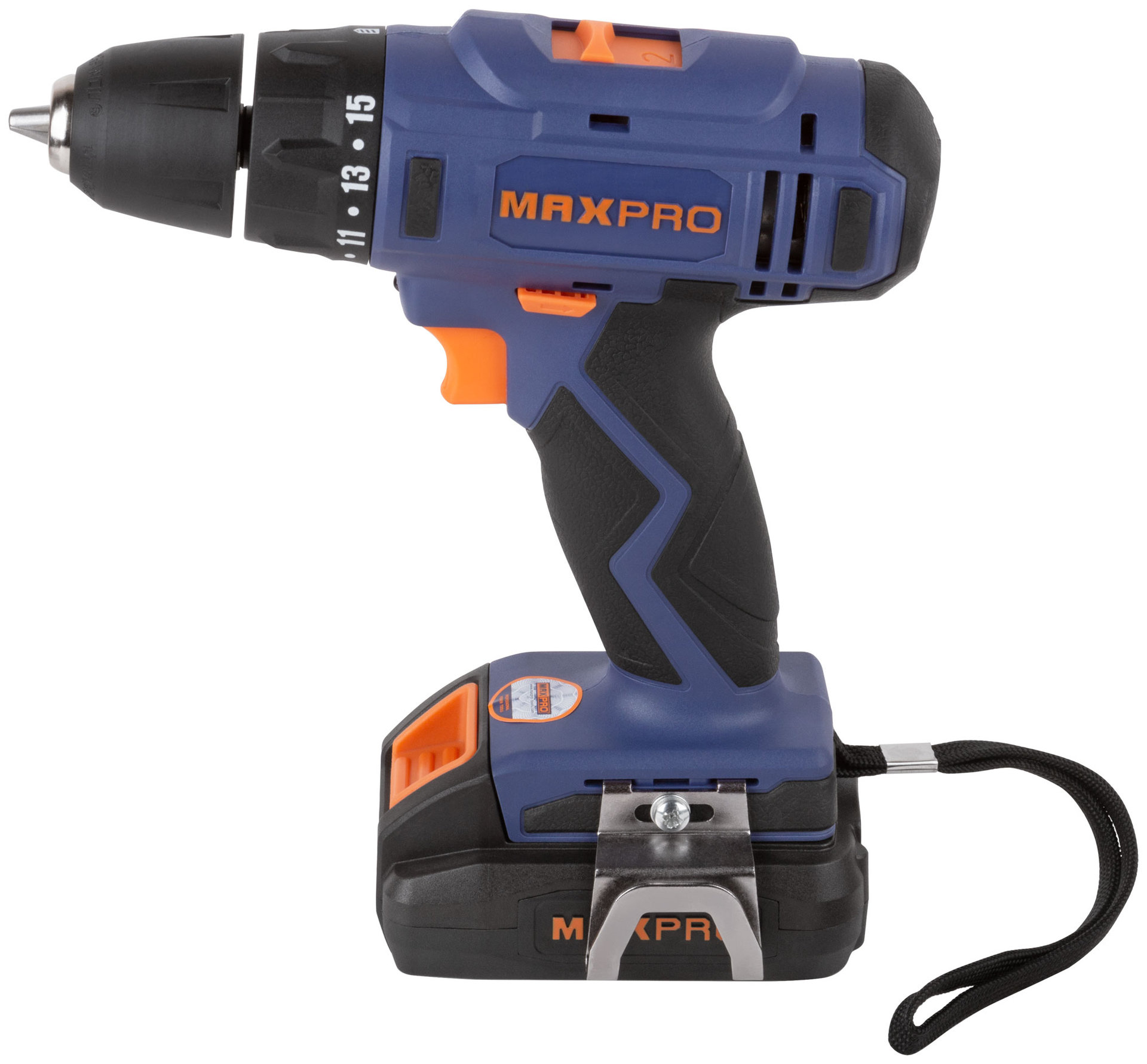 Дрель-Шуруповерт аккумуляторная 18 В; 0-350/0-1250 об/мин; 10 мм; 30 Нм; 2 батареи (Li-Ion) х1,5 Ач; 15+1; 1 ч.; регулировка оборотов MAX-PRO 85030