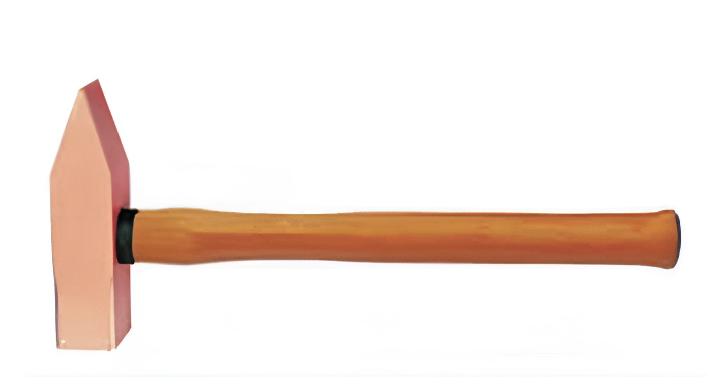 Молоток слесарный квадратный боек 0,5 кг BeCu рукоятка дерево искробезопасный, HORTZ