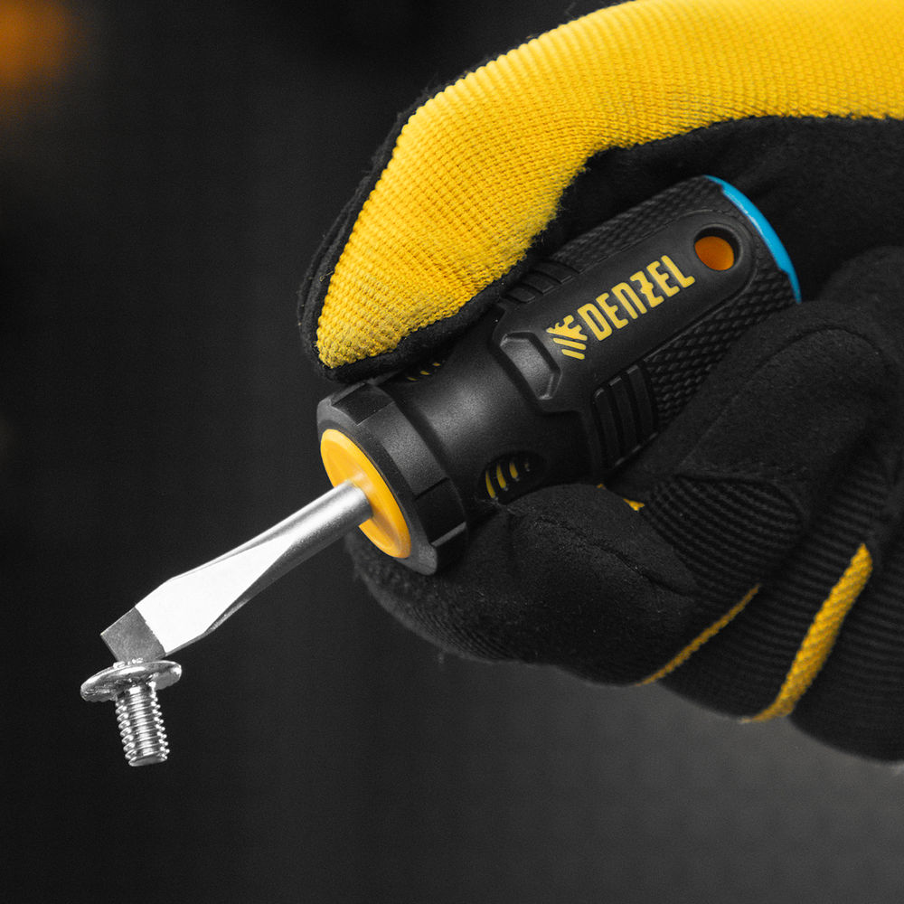 Отвертка, SL6x38 мм, S2, 3к рукоятка Denzel (122017)