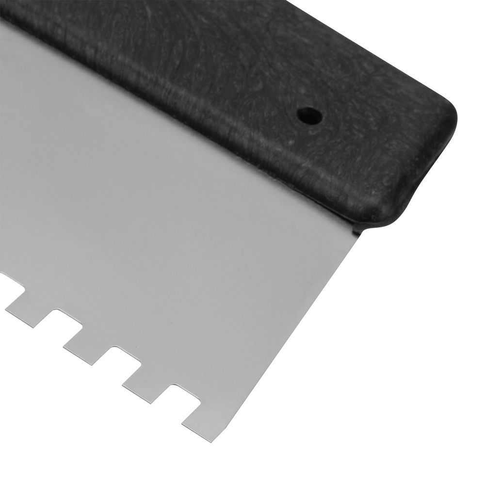 Шпатель из нержавеющей стали, 250 мм, зуб 4 х 4 мм, пластмассовая ручка Сибртех (85457)