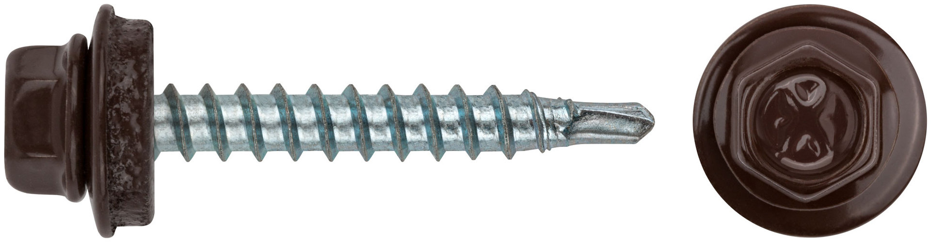 Шурупы кровельные со сверлом 4.8 х 32, коричневый RAL-8017 (фасовка 250шт) (23567-4)