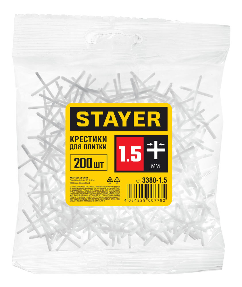 Крестики для плитки 1,5 мм, 200 шт STAYER 3380-1,5