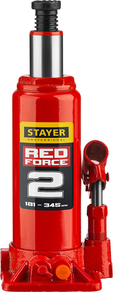 Домкрат бутылочный гидравлический 2 т, 181 - 345 мм RED FORCE Professional STAYER 43160-2