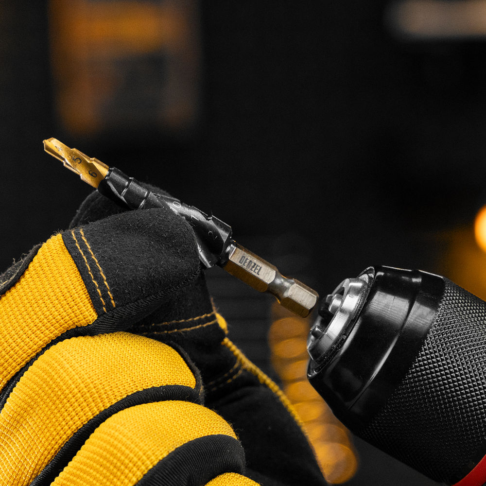 Сверло ступенчатое 4-5-6-7-8-9-10-11-12 мм, Р6М5, 6-гр. хвостовик Denzel (723602)