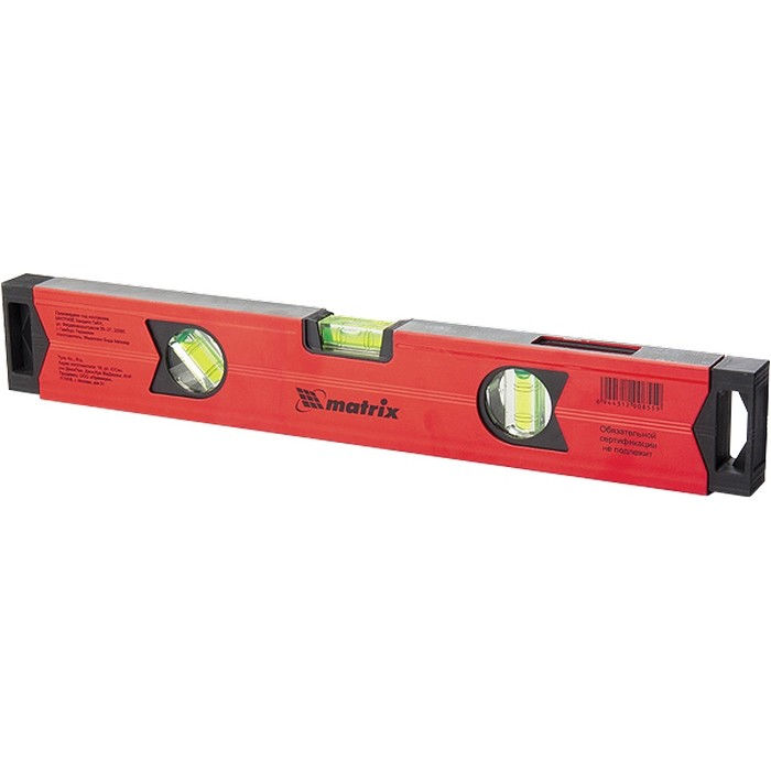 Уровень алюминиевый магнитный, 2000 мм, фрезерованный, 3 глазка (1 зеркальный) усиленный Matrix (34720)