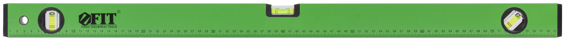 Уровень Техно, 3 глазка, зеленый корпус, фрезерованная рабочая грань, шкала 800 мм (18118)