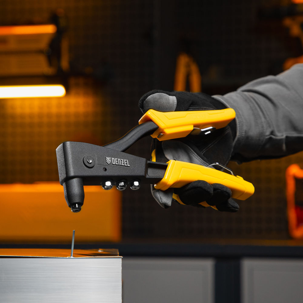 Заклепочник ручной, 255 мм, литой, усиленный, заклепки 2,4-3,2-4,0-4,8 мм Denzel (40441)