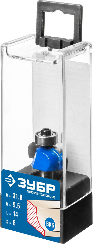Фреза кромочная калевочная №2 31.8?14 мм радиус 9.5 мм ЗУБР Профессионал 28702-31.8