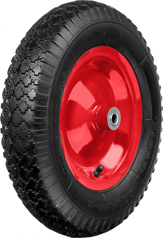 Пневматическое колесо КП-1, 4 х 380 мм, для тачки арт. 39960, стальной диск, подшипник 16 мм ЗУБР 39955-1